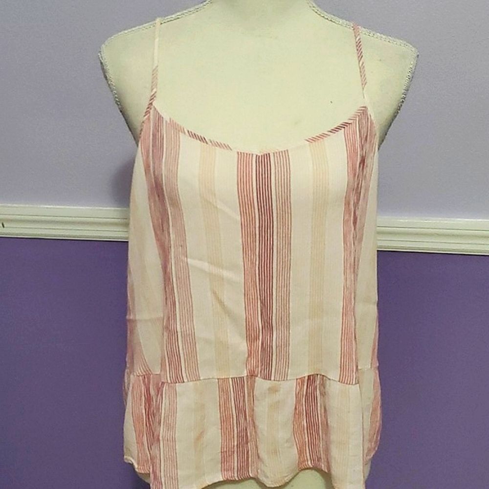 Pink Republic Pink Striped Ruffled Boho Flowy Top XL